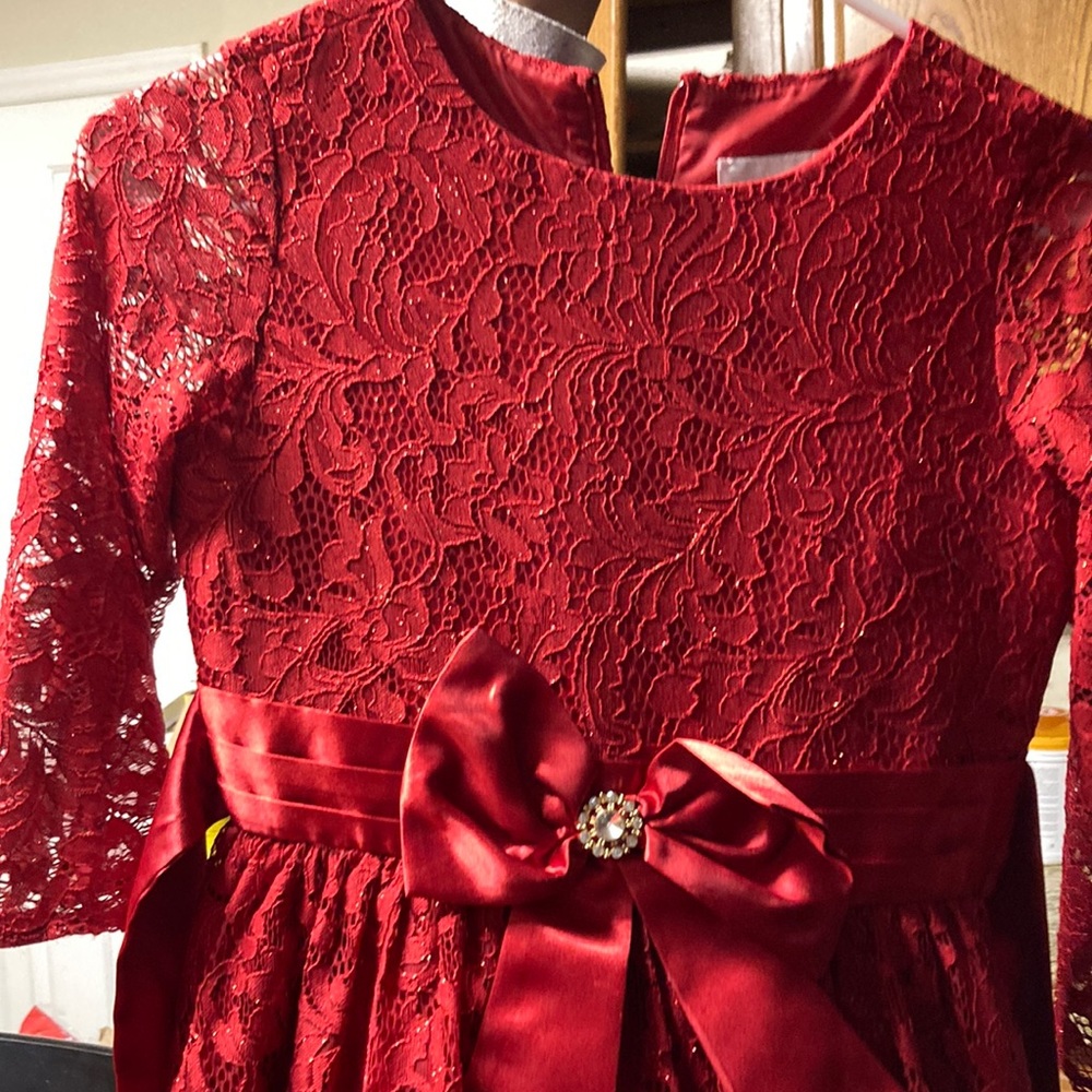 Beautiful red girls dress. Just in time for valentines pics!!!!